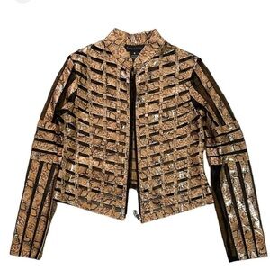 Becky&Bobby Chic Gold and Black Patterned Blazer